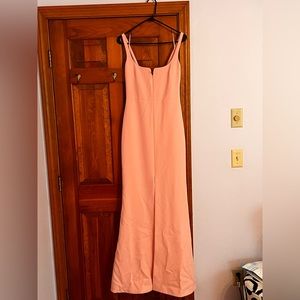 LIKELY salmon colored long gown with front middle slit